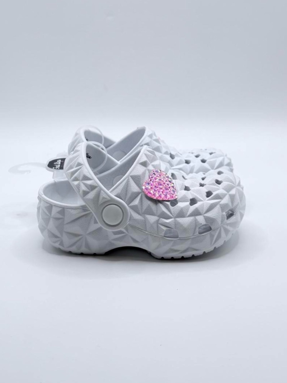 Kids White Heart Charm Clog Shoes